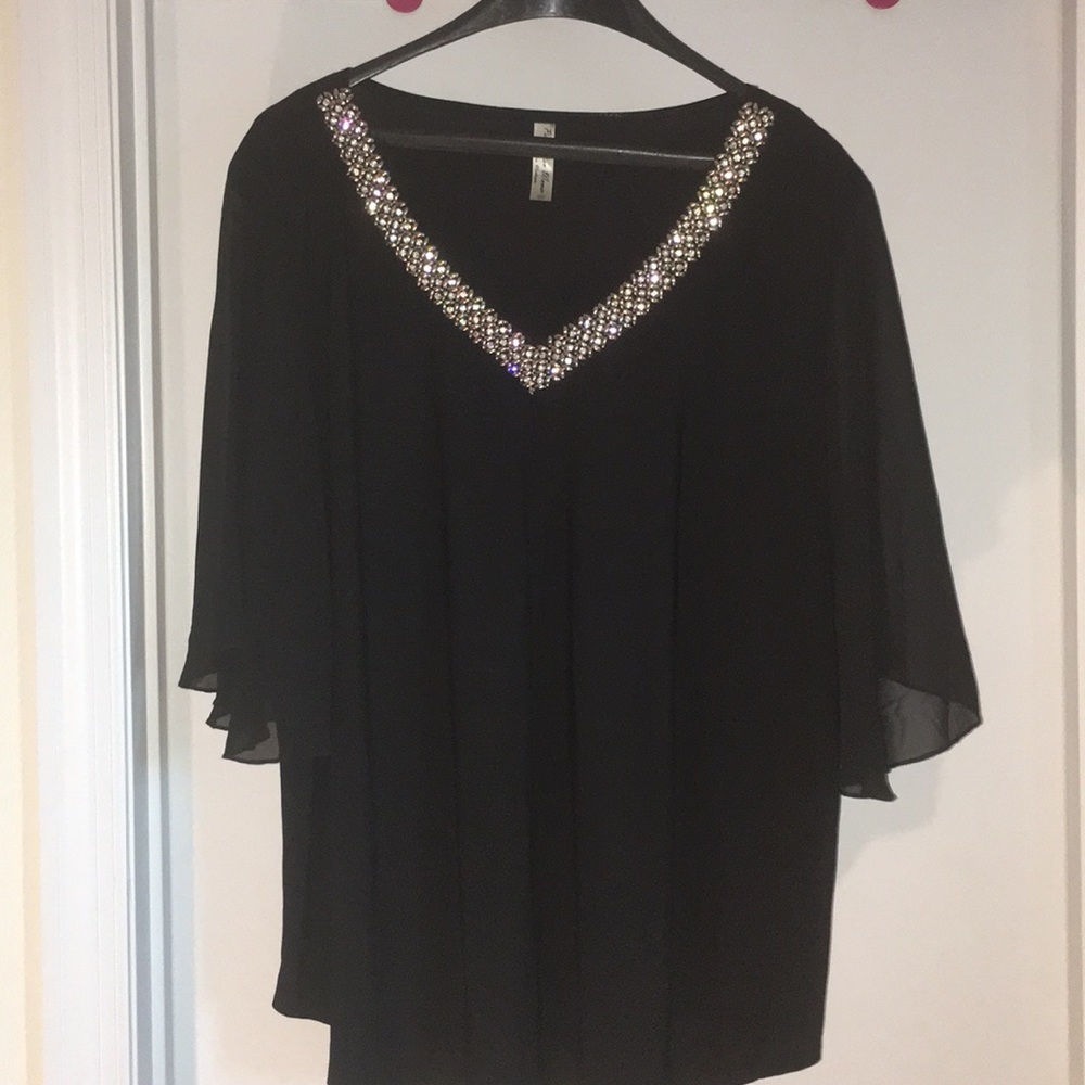 COPY - 💜 PerSeption Women Black Top w/embellishme…